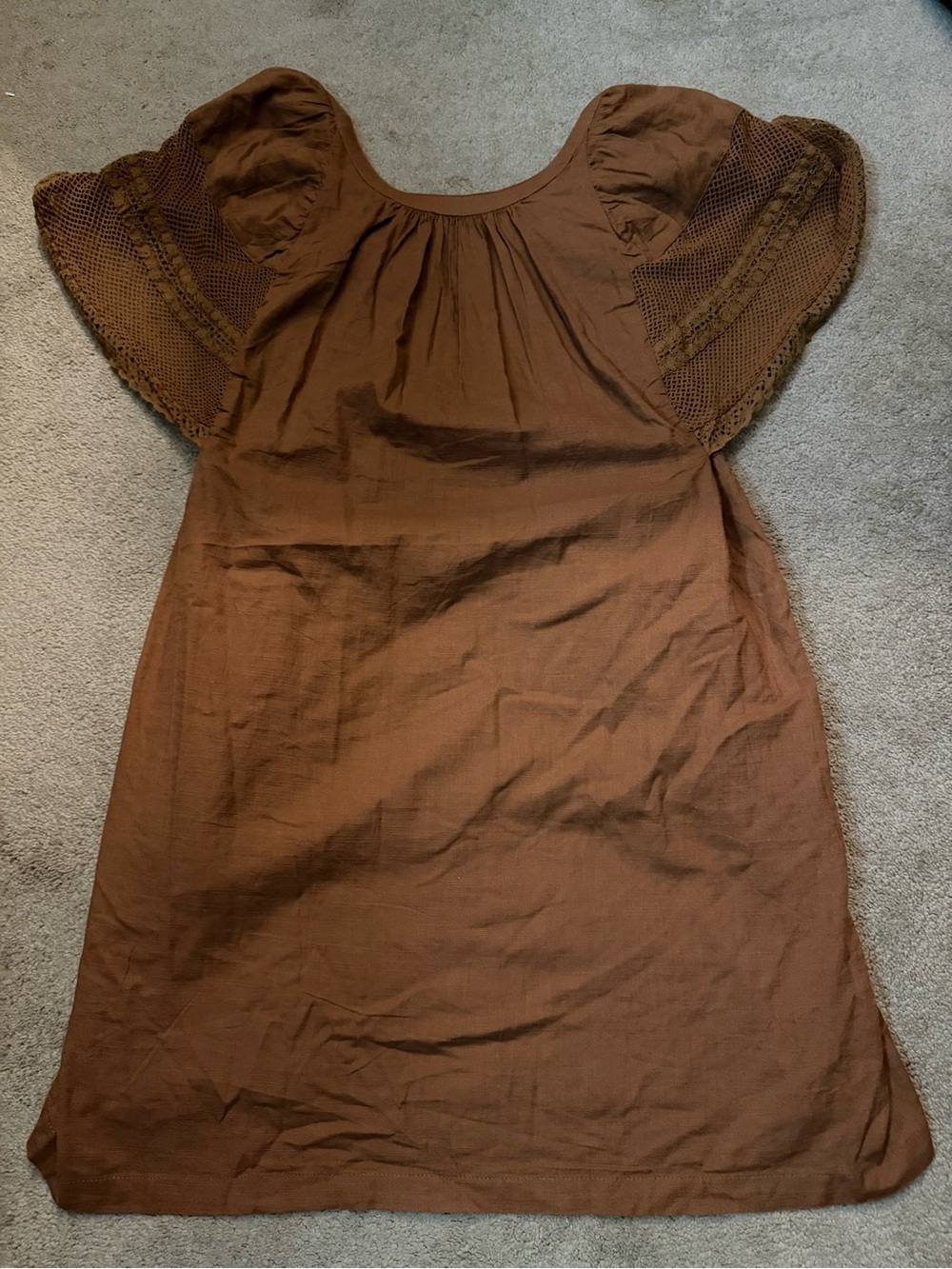 Old Navy Women’s Size Small Brown Puff Sleeve Crochet Dress NEW without tags